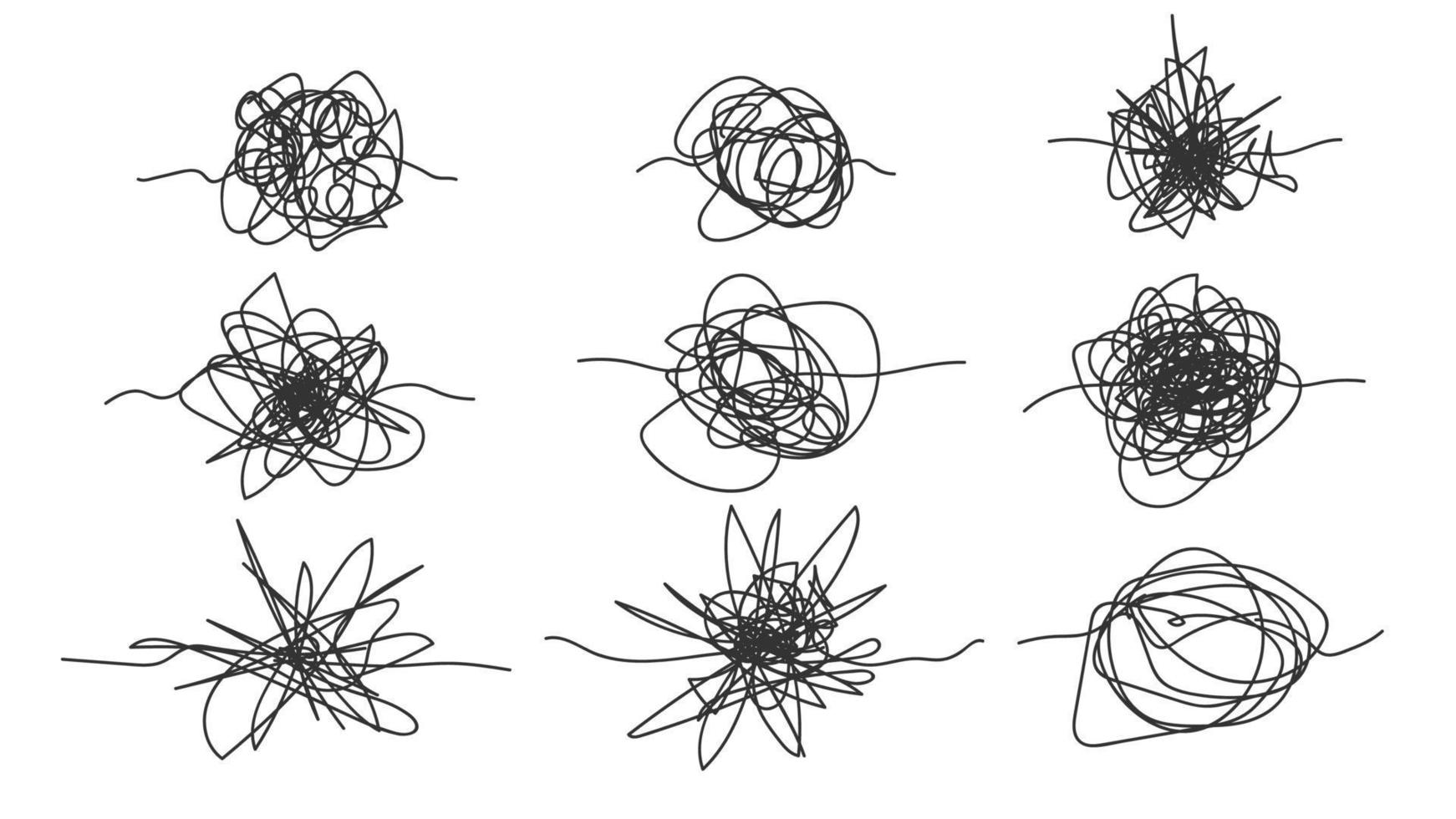 vector de conjunto de boceto de garabato dibujado a mano alzada monocromo