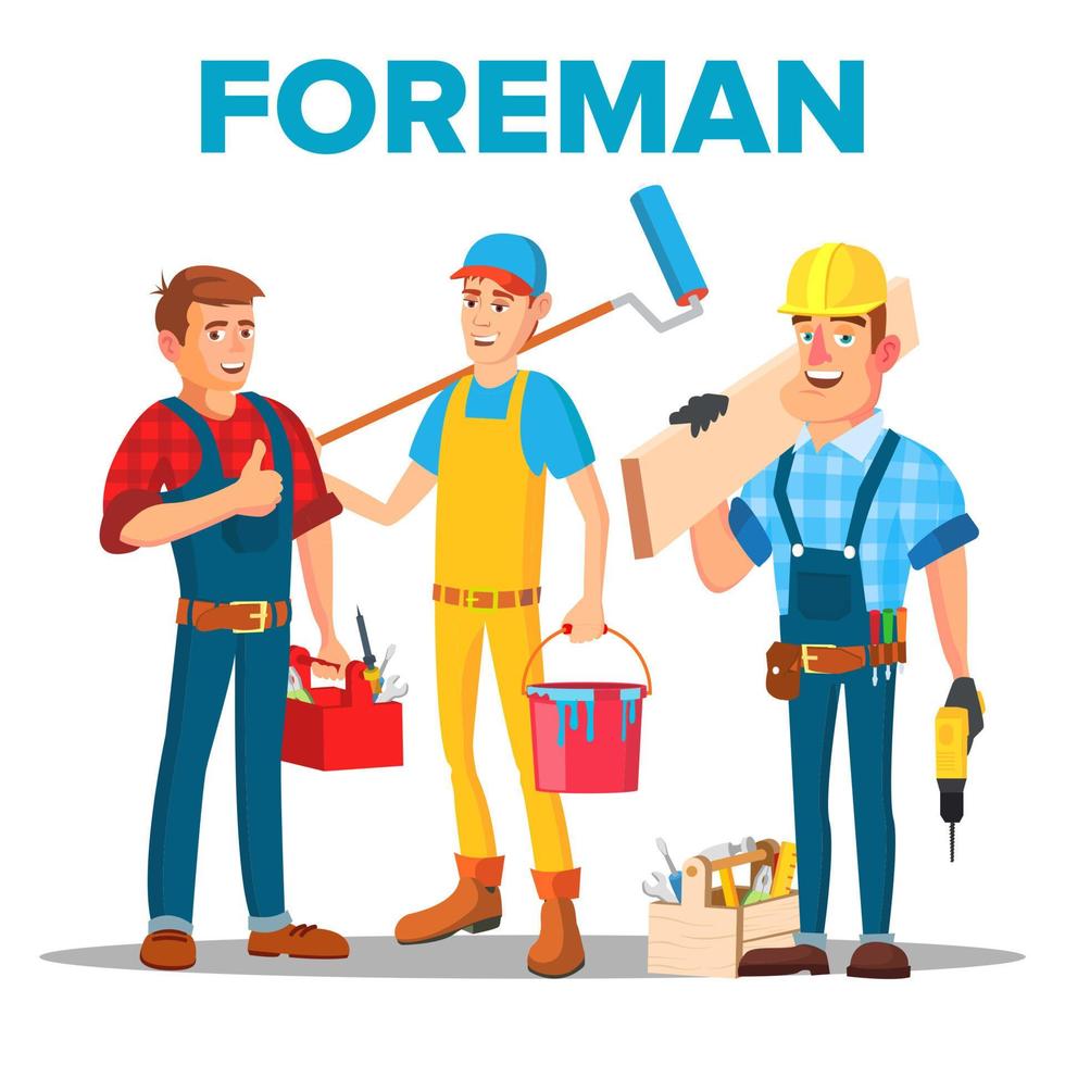 Character Foreman Staff Renovation Team Vector