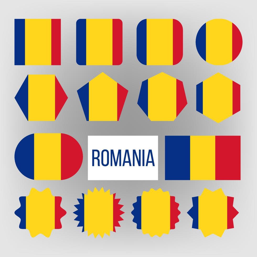 vector de conjunto de bandera de rumania. símbolo plano oficial de la bandera de rumania. Diferentes formas. ilustración