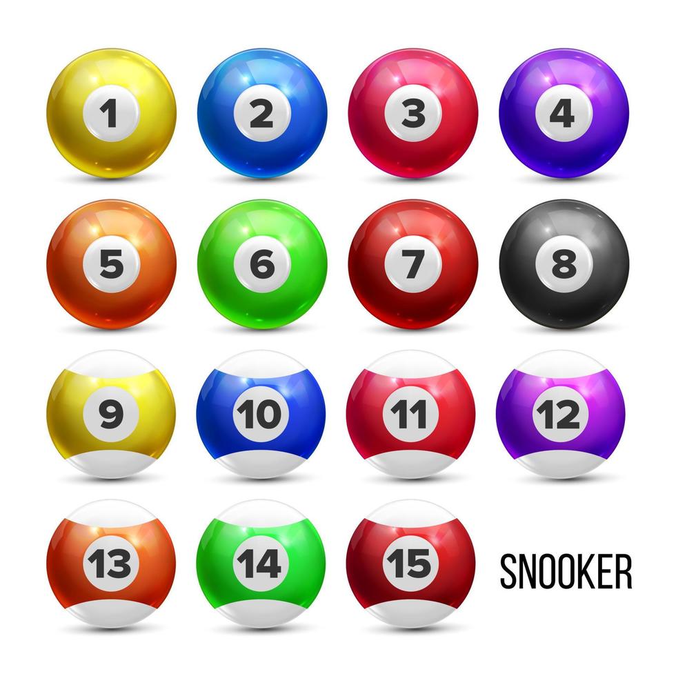 Snooker Billiard Balls With Numbers Set Vector