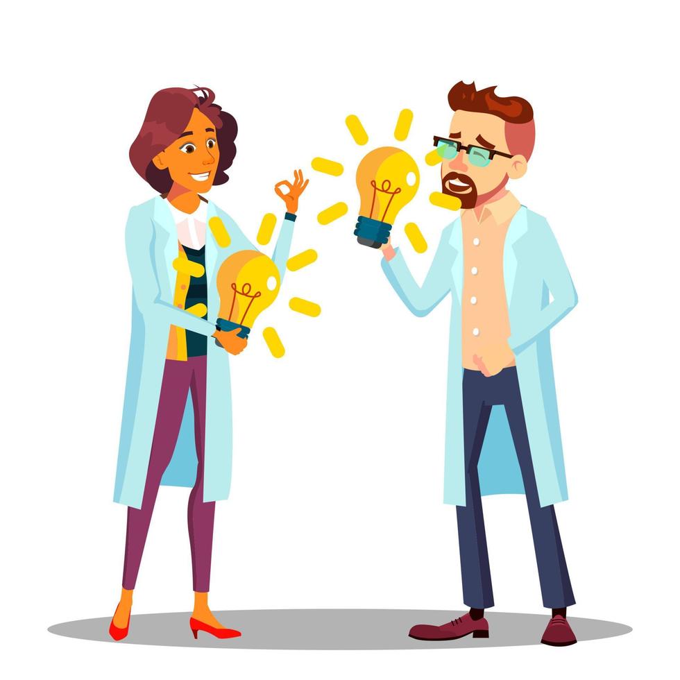 Inventor Man, Woman Vector. Scientist Or Business Person Inventor. Success Concept. Illustration vector