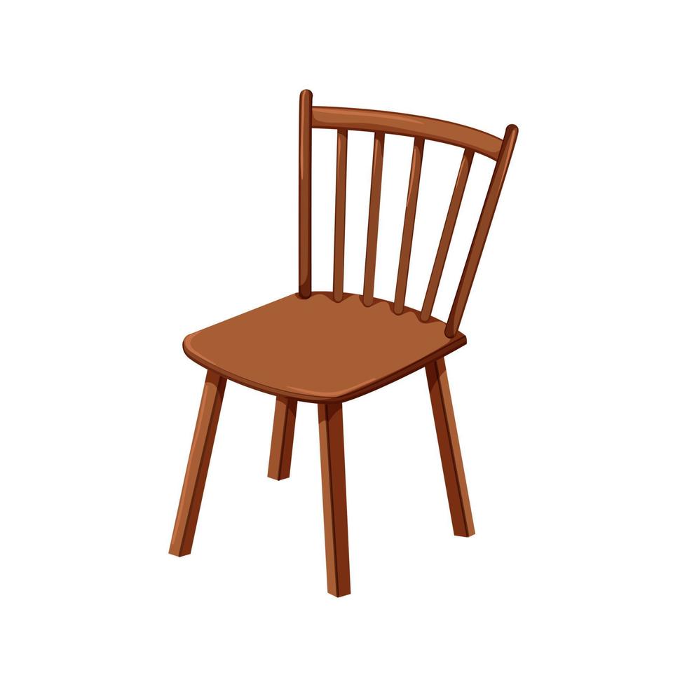 ilustración de vector de dibujos animados de silla de madera marrón