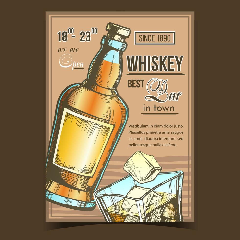 Whiskey Relaxation Bar Advertise Poster Vector