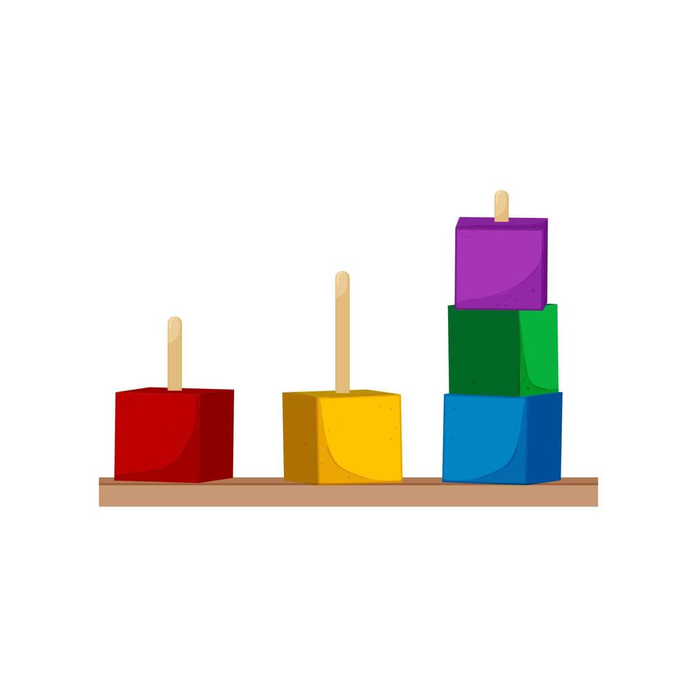 bloques juguete madera color icono vector ilustración