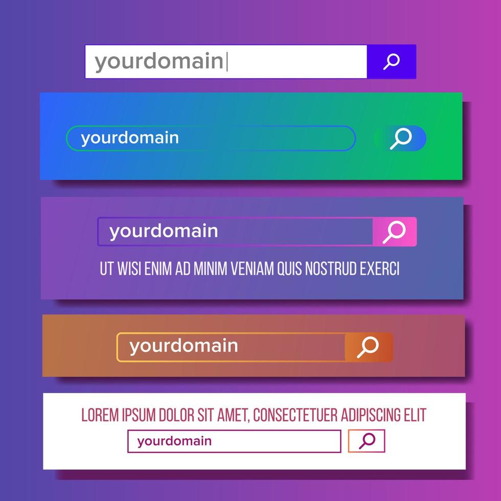 Bright Collection Of Search Domain Bar Set Vector