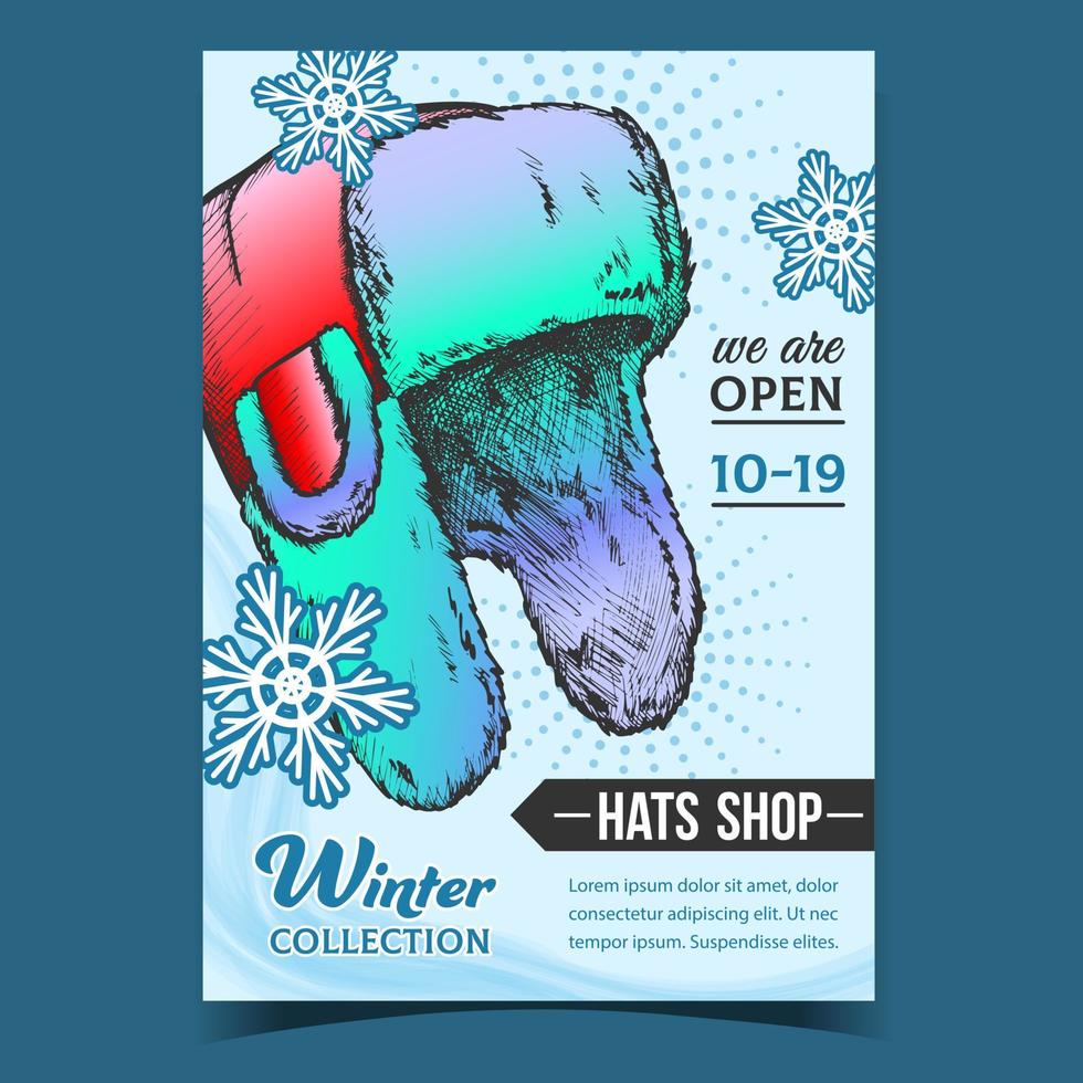 Hats Shop With Winter Collection Banner Vector