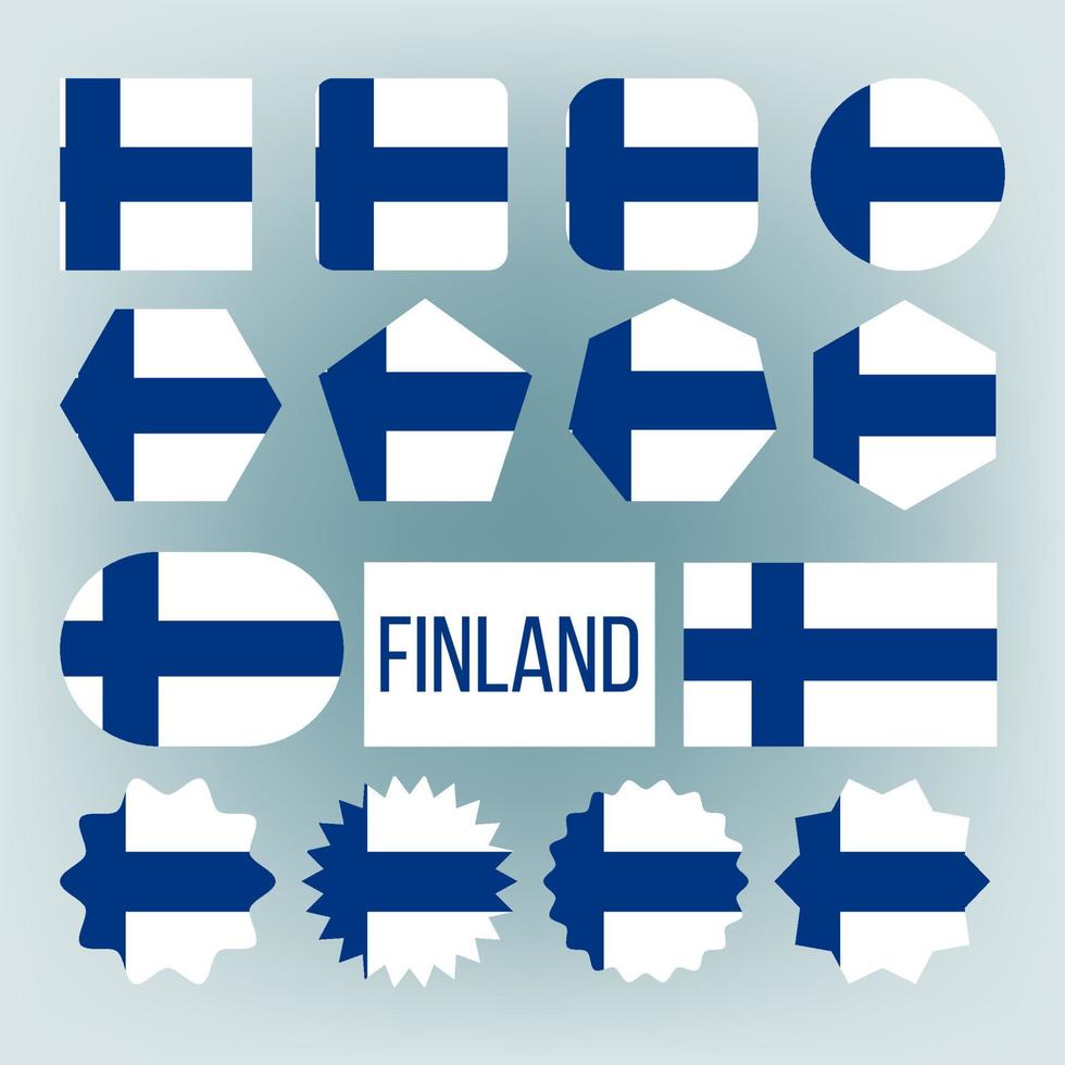 Finland Flag Collection Figure Icons Set Vector