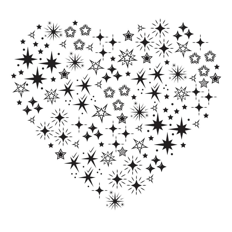 Heart shape of stars, vector isolated illustration