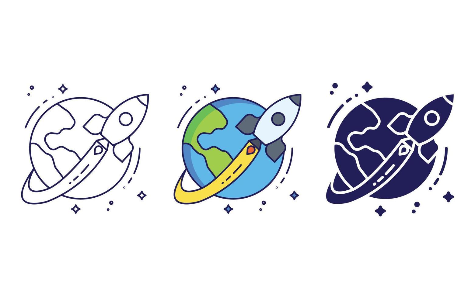 Earth, rocket icon vector