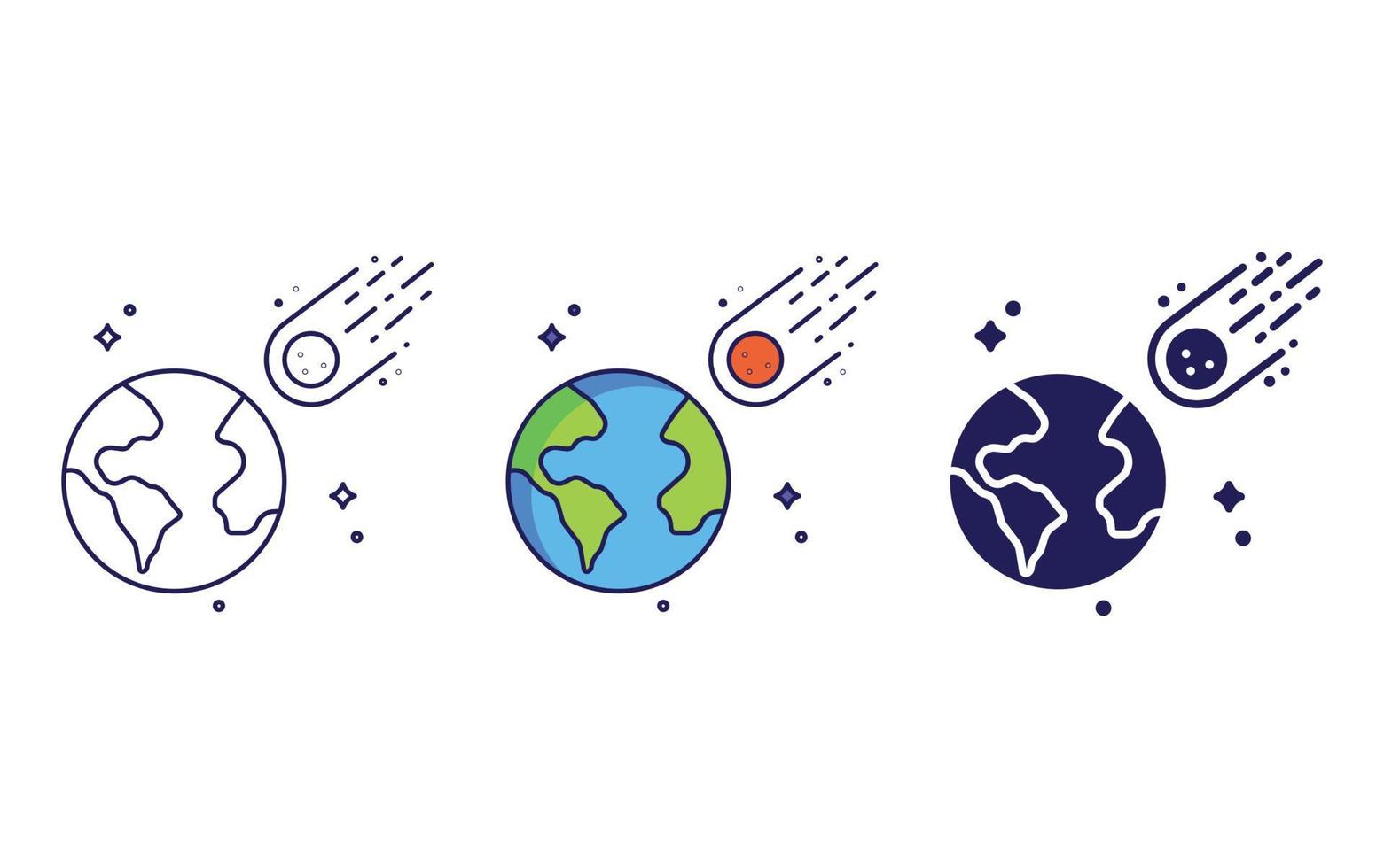 Asteroid to earth icon vector