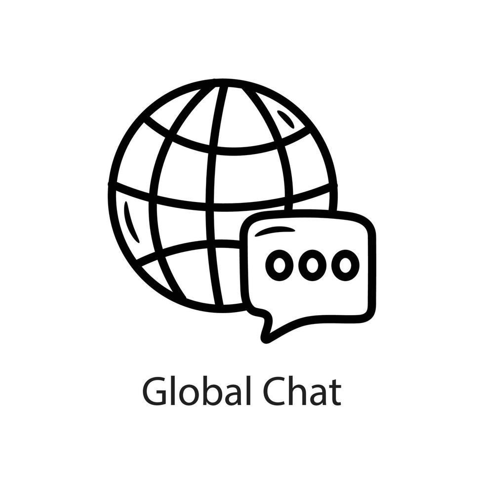 Global Chat Outline Icon Design illustration. Data Symbol on White background EPS 10 File vector