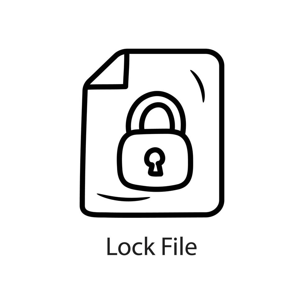 Lock File Outline Icon Design illustration. Data Symbol on White background EPS 10 File vector