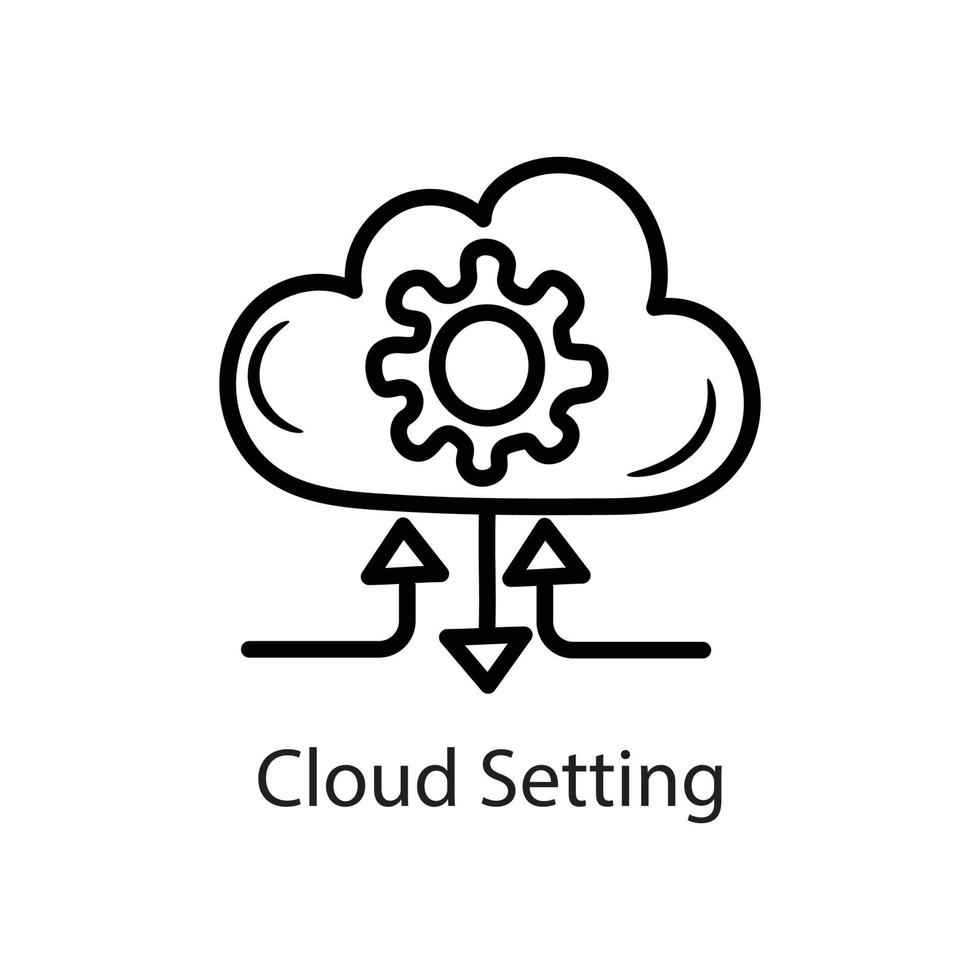 Cloud Setting Outline Icon Design illustration. Data Symbol on White background EPS 10 File vector