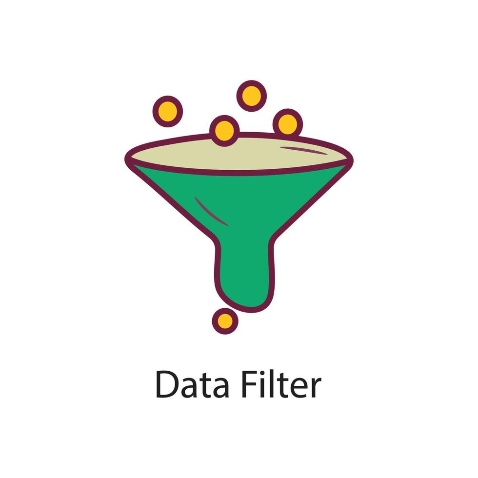 ilustración de diseño de icono de contorno lleno de filtro de datos. símbolo de datos en el archivo eps 10 de fondo blanco vector