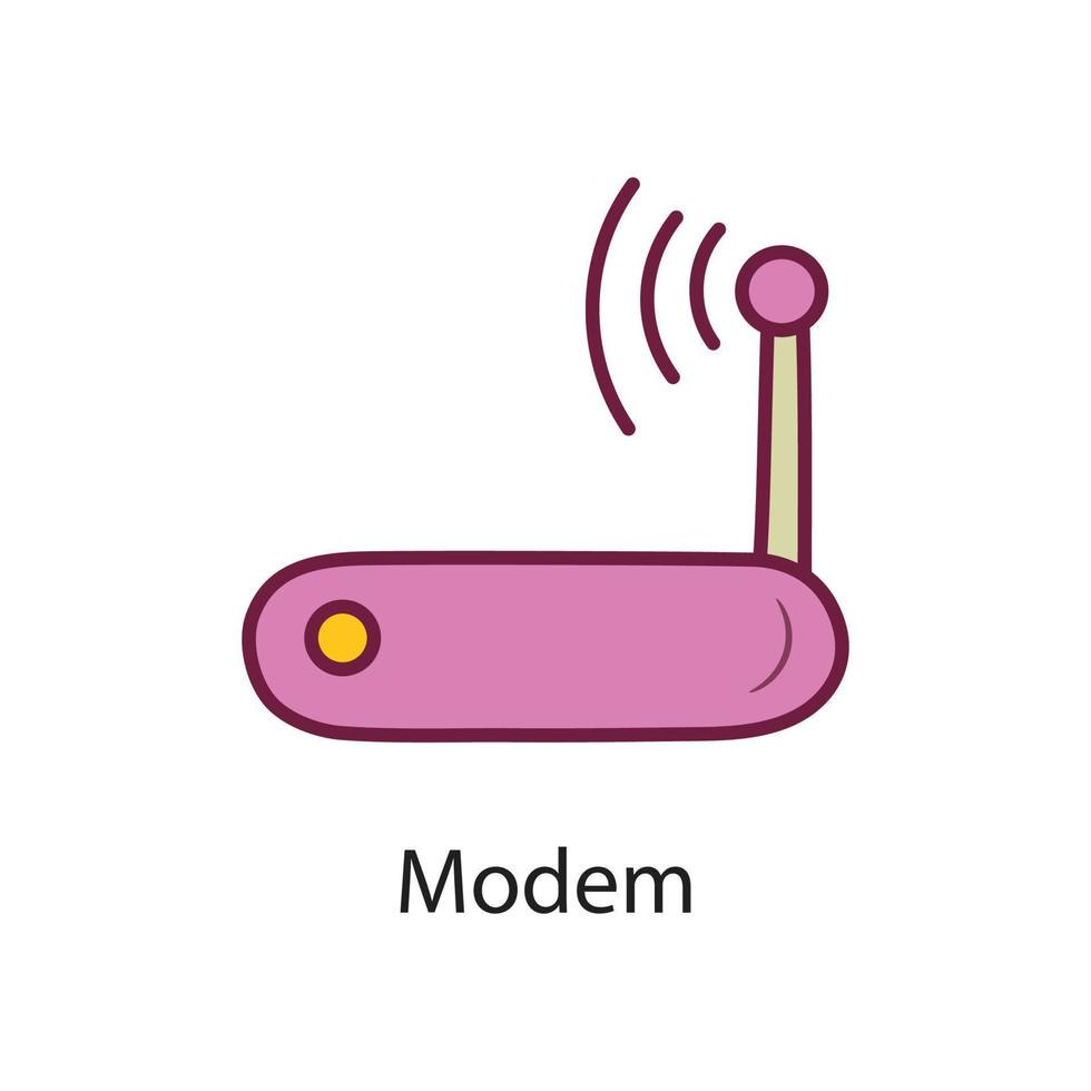 Modem Filled Outline Icon Design illustration. Data Symbol on White background EPS 10 File vector