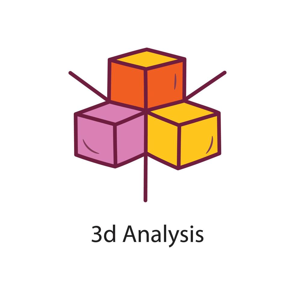 3d Analysis Filled Outline Icon Design illustration. Data Symbol on White background EPS 10 File vector