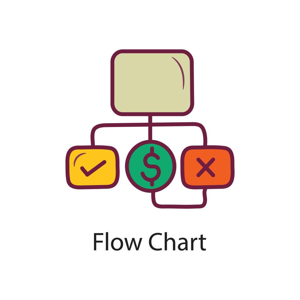 ilustración de diseño de icono de esquema lleno de diagrama de flujo. símbolo de datos en el archivo eps 10 de fondo blanco vector