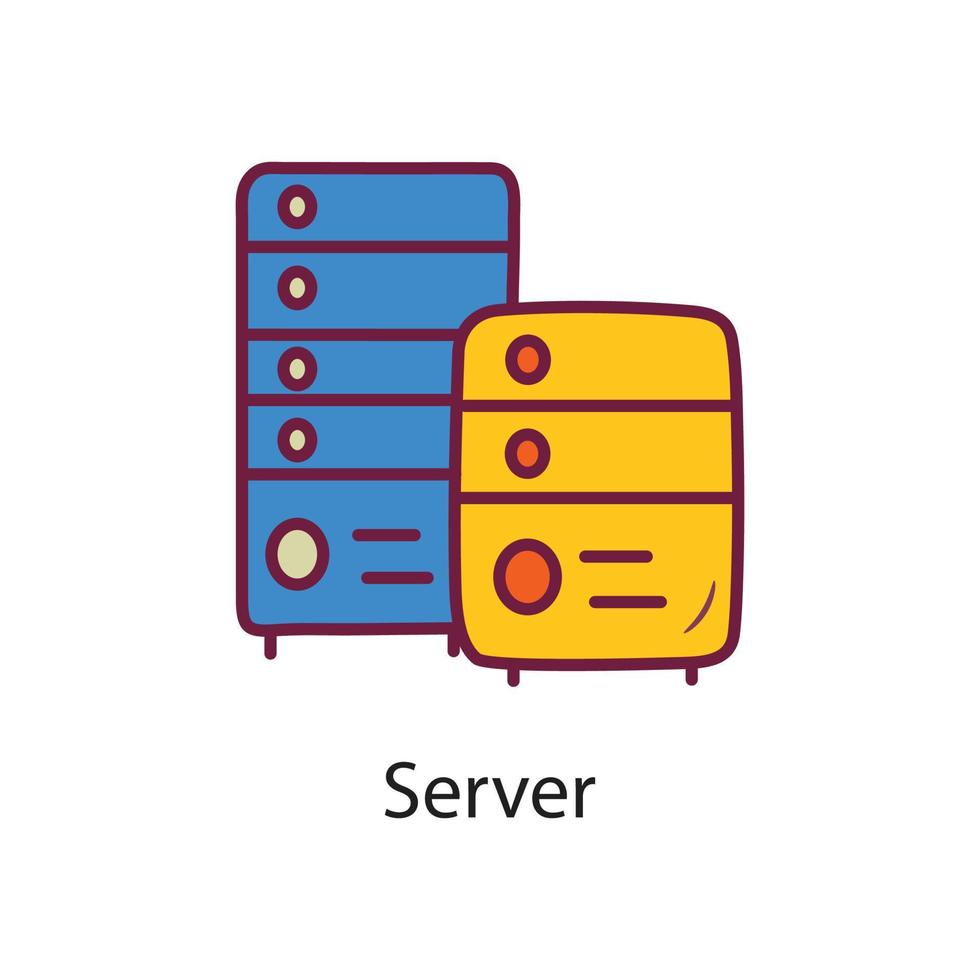 ilustración de diseño de icono de contorno lleno de servidor. símbolo de datos en el archivo eps 10 de fondo blanco vector