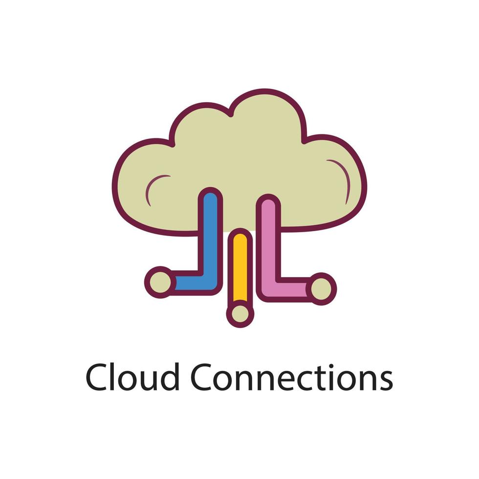 Cloud Connections Filled Outline Icon Design illustration. Data Symbol on White background EPS 10 File vector