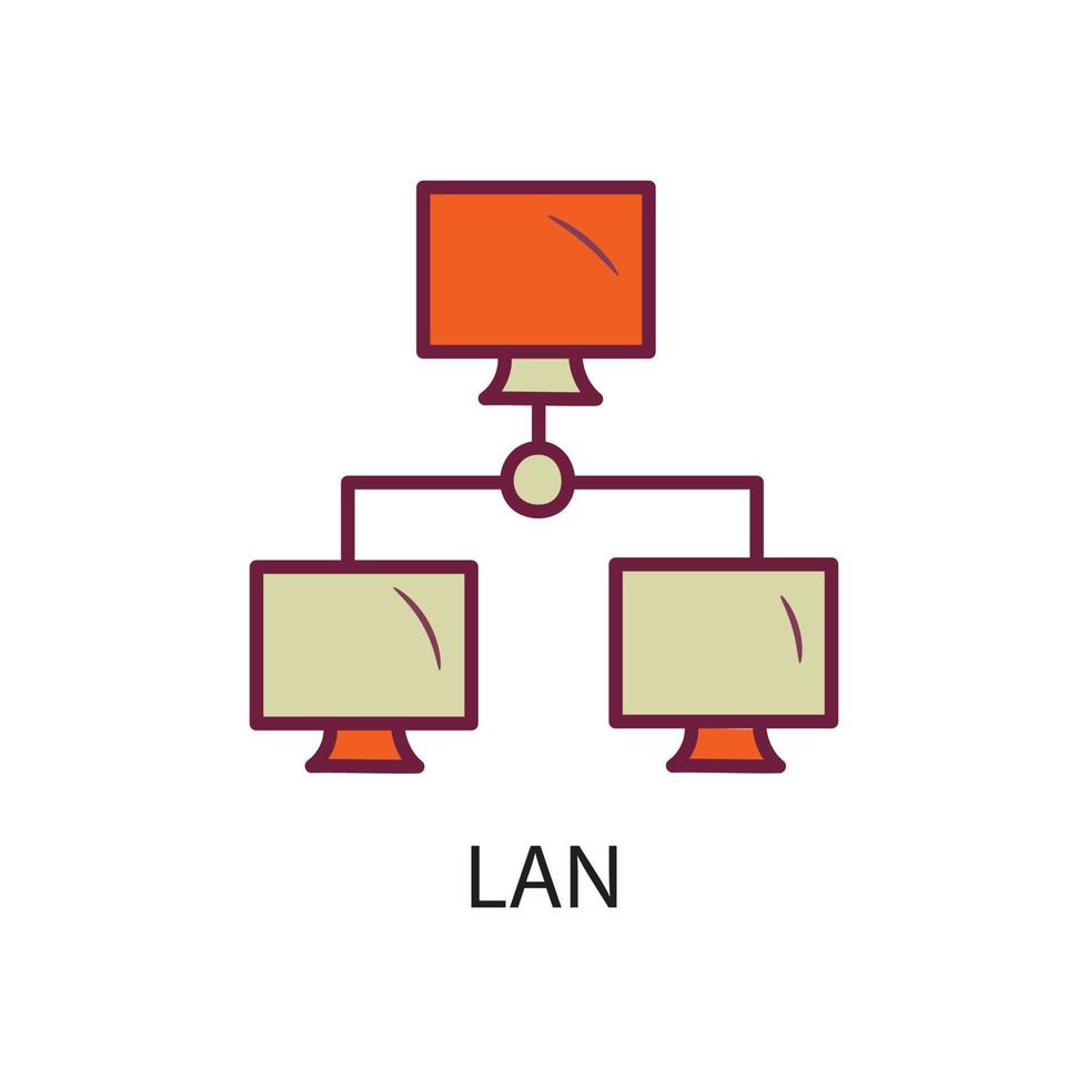 LAN Filled Outline Icon Design illustration. Data Symbol on White background EPS 10 File vector