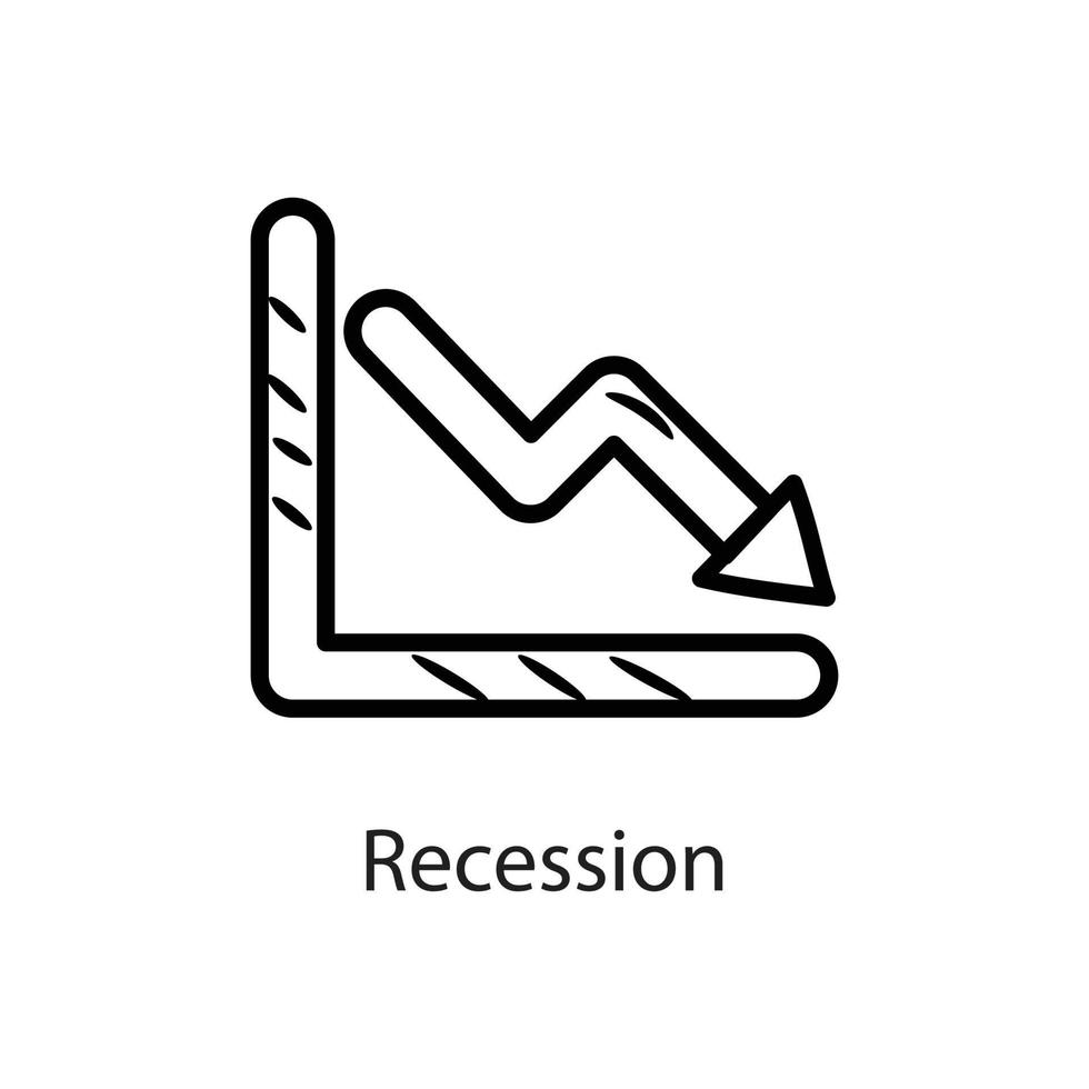 Recession Outline Icon Design illustration. Data Symbol on White background EPS 10 File vector