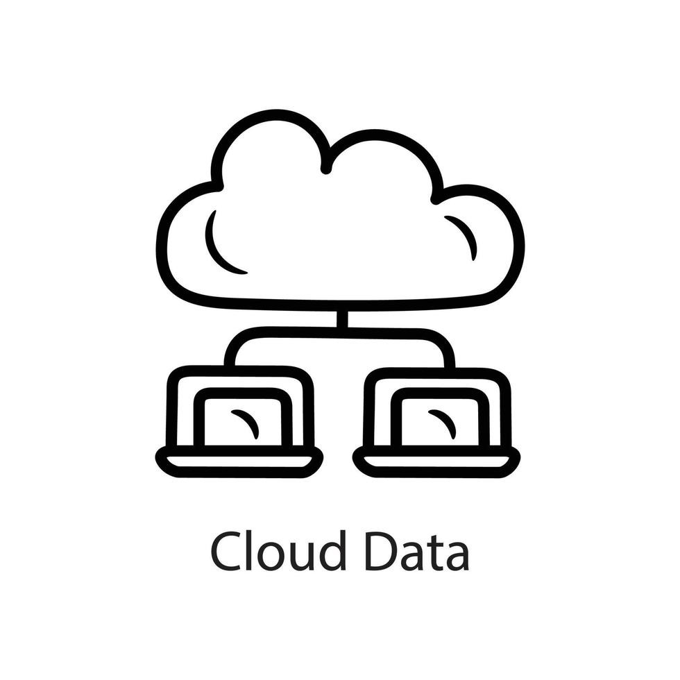 ilustración de diseño de icono de contorno de datos de nube. símbolo de datos en el archivo eps 10 de fondo blanco vector