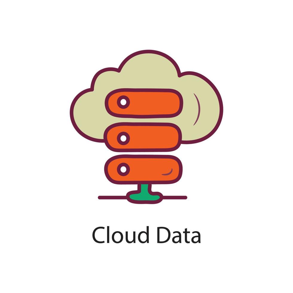 ilustración de diseño de icono de contorno lleno de datos en la nube. símbolo de datos en el archivo eps 10 de fondo blanco vector