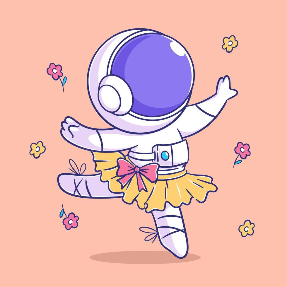 Cute astronaut dancing ballet style vector