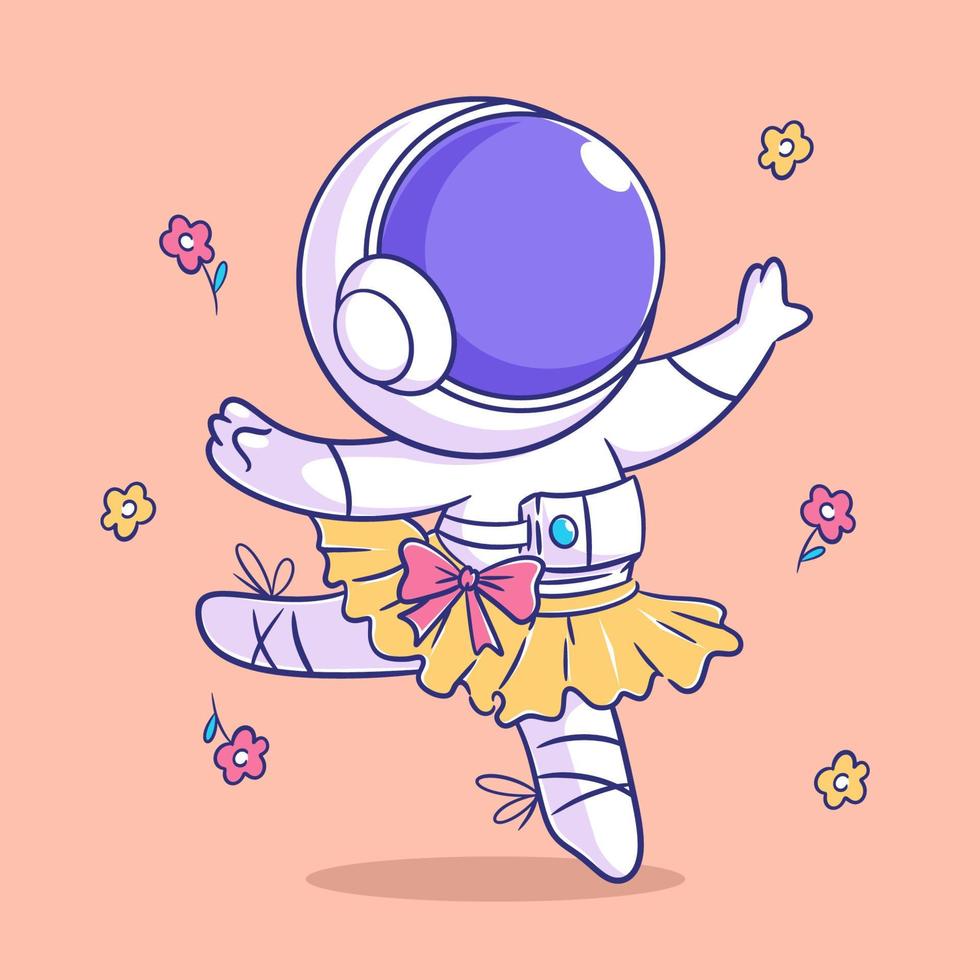 lindo astronauta bailando estilo ballet vector