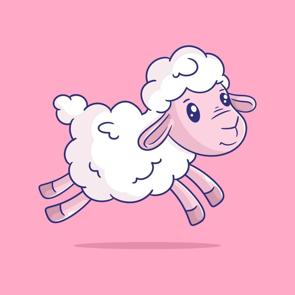 Cute baby lamb is jumping vector