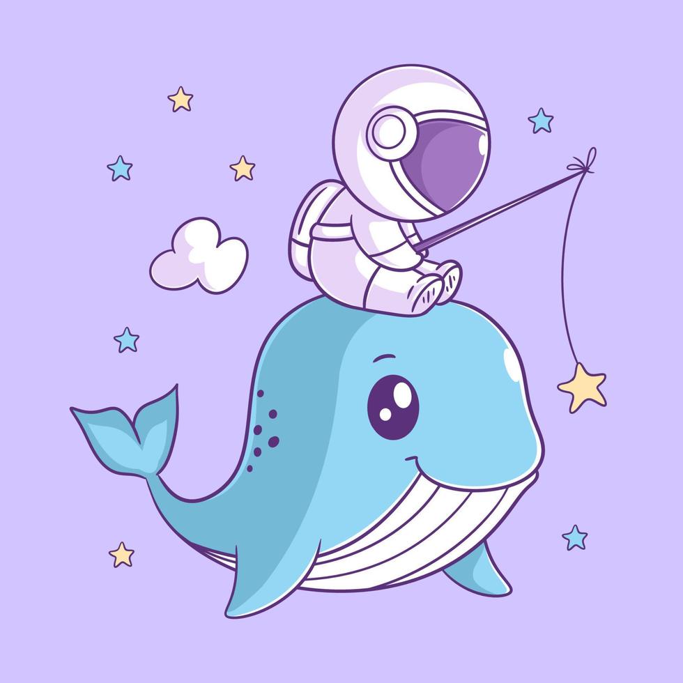 los astronautas están pescando ballenas vector