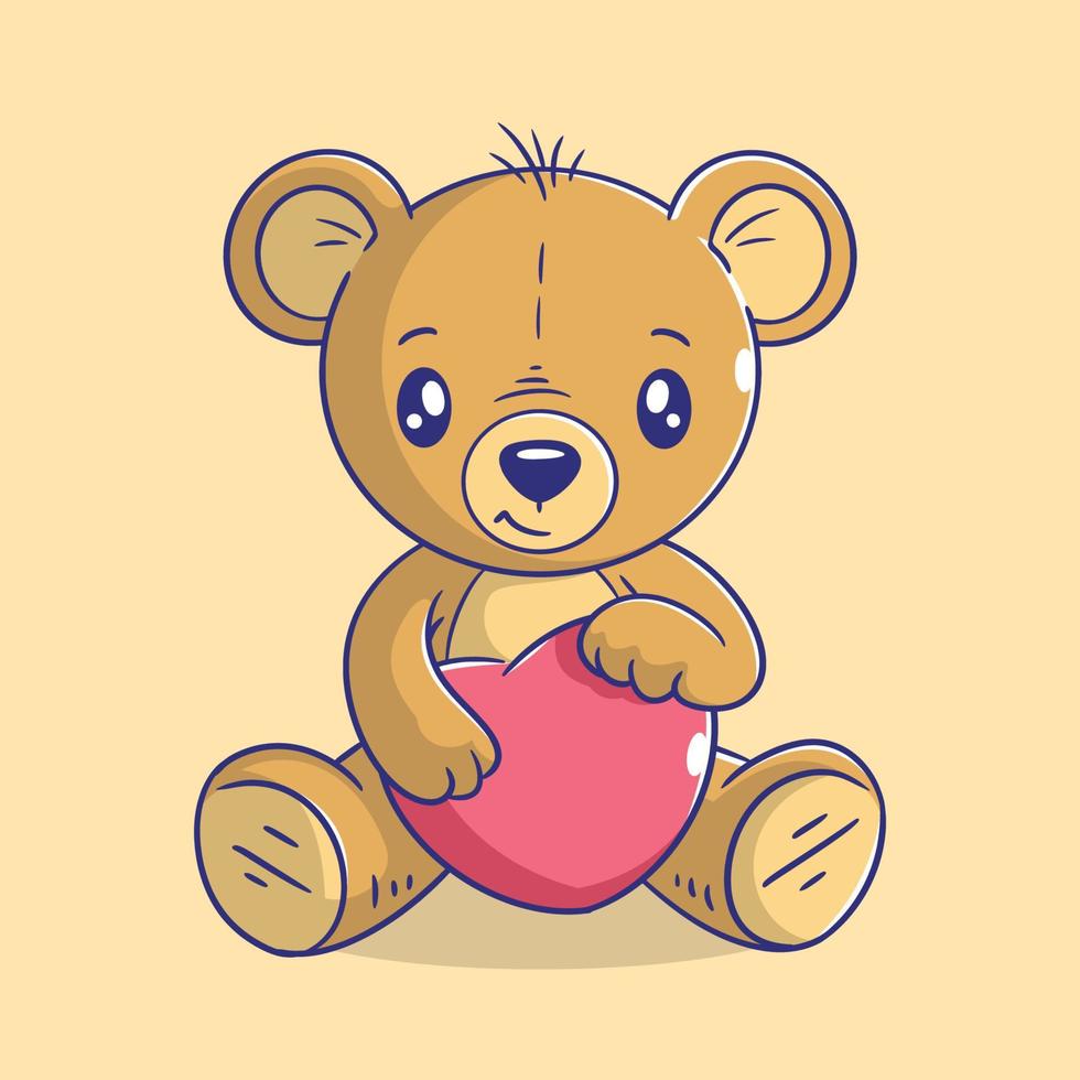 Teddy bear with red heart vector