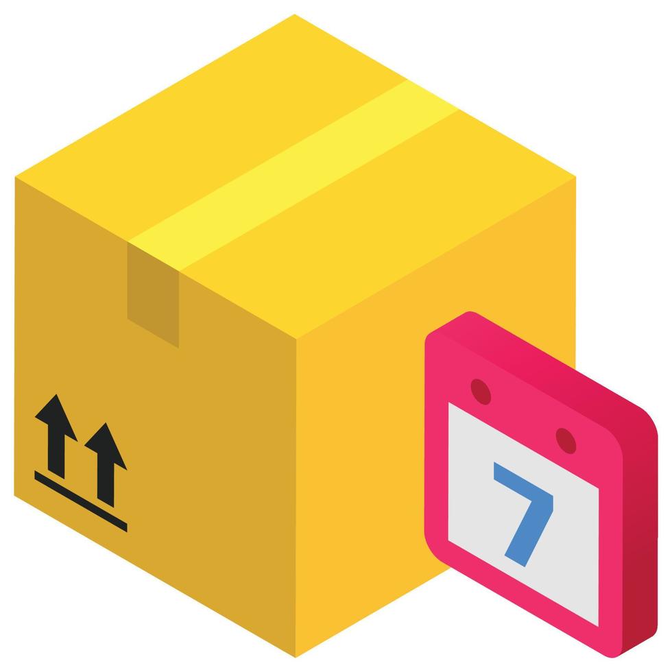 Parcel In Date - Isometric 3d illustration. vector