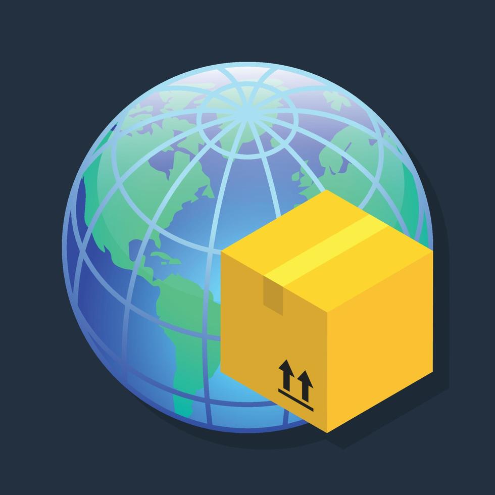 Worldwide Shipping - Isometric 3d illustration. vector