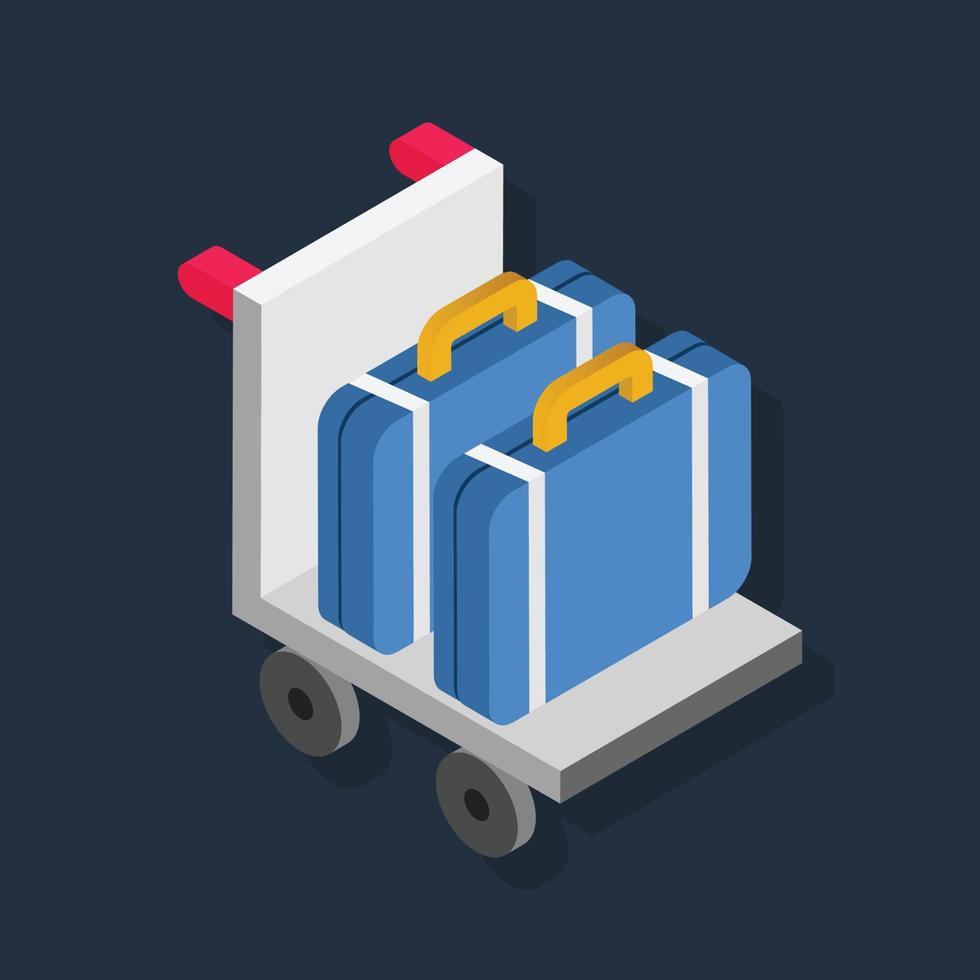 Briefcase Dolly - Isometric 3d illustration. vector
