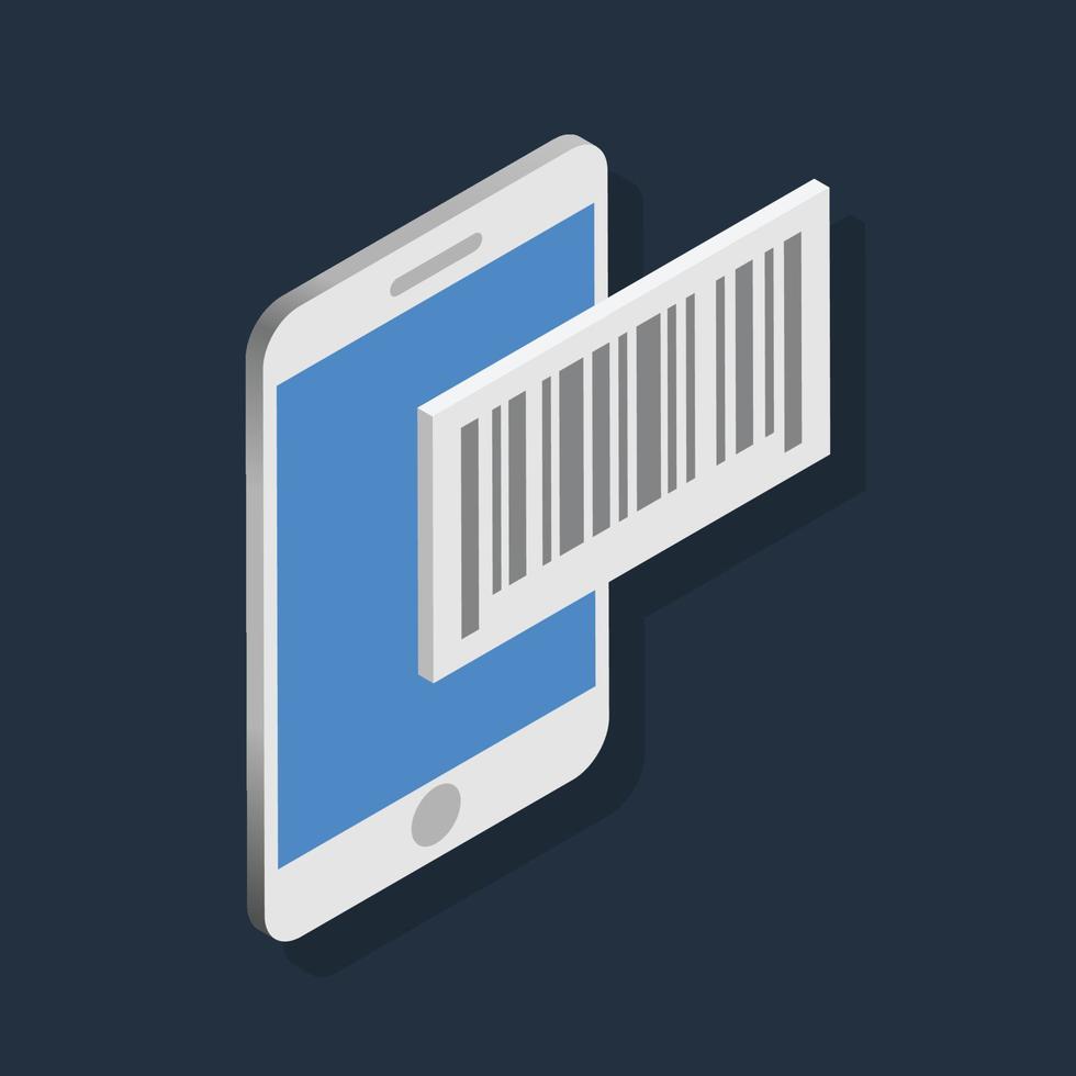 Barcode Scan - Isometric 3d illustration. vector