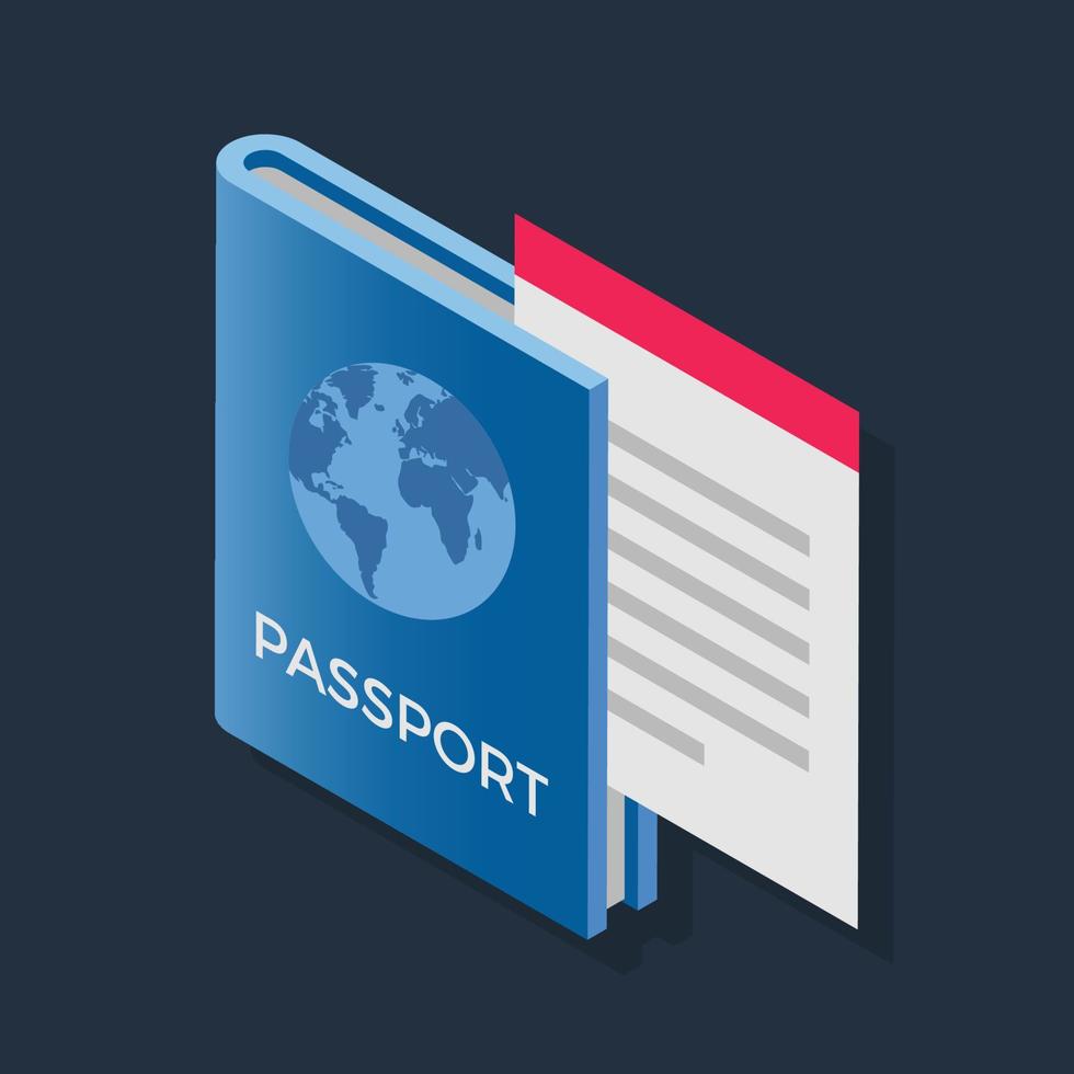 Passport - Isometric 3d illustration. vector