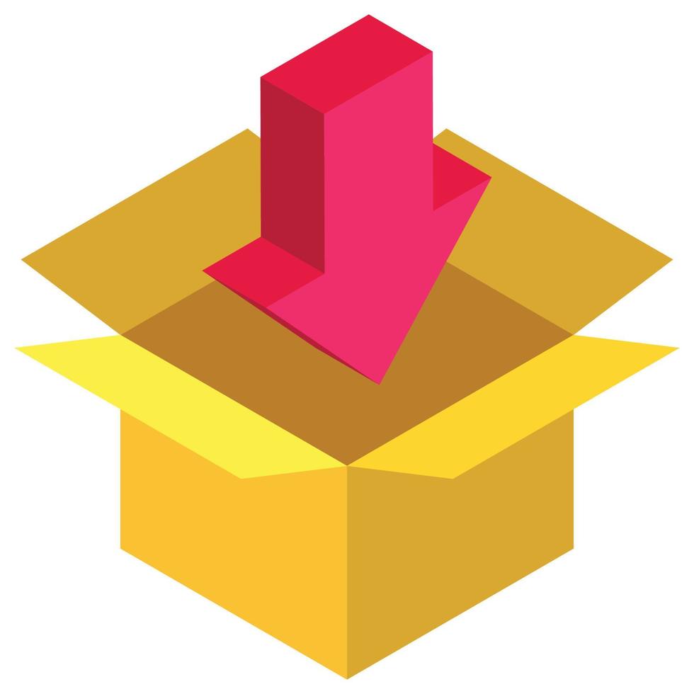 Add To Box - Isometric 3d illustration. vector