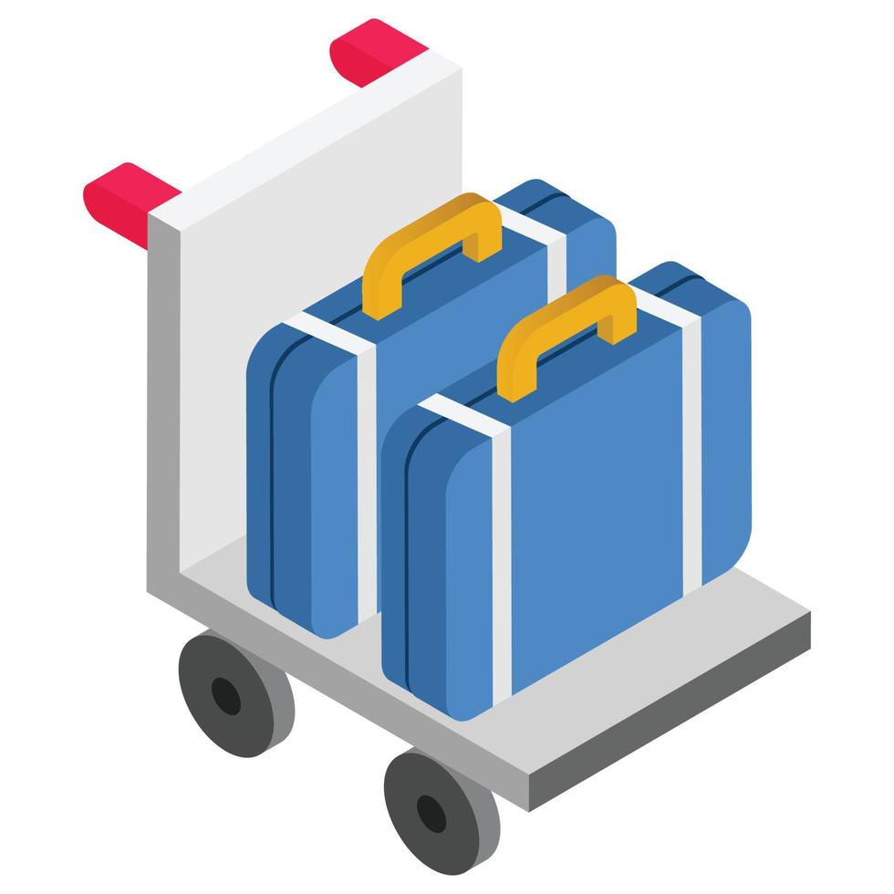 Briefcase Dolly - Isometric 3d illustration. vector