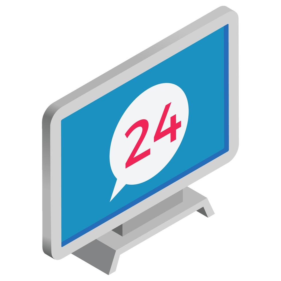 24 Hours Service - Isometric 3d illustration. vector