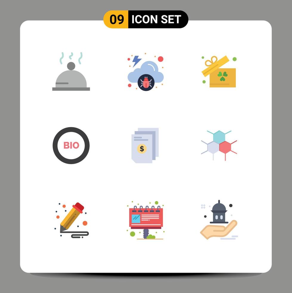 Universal Icon Symbols Group of 9 Modern Flat Colors of money dollar box power efficiency Editable Vector Design Elements