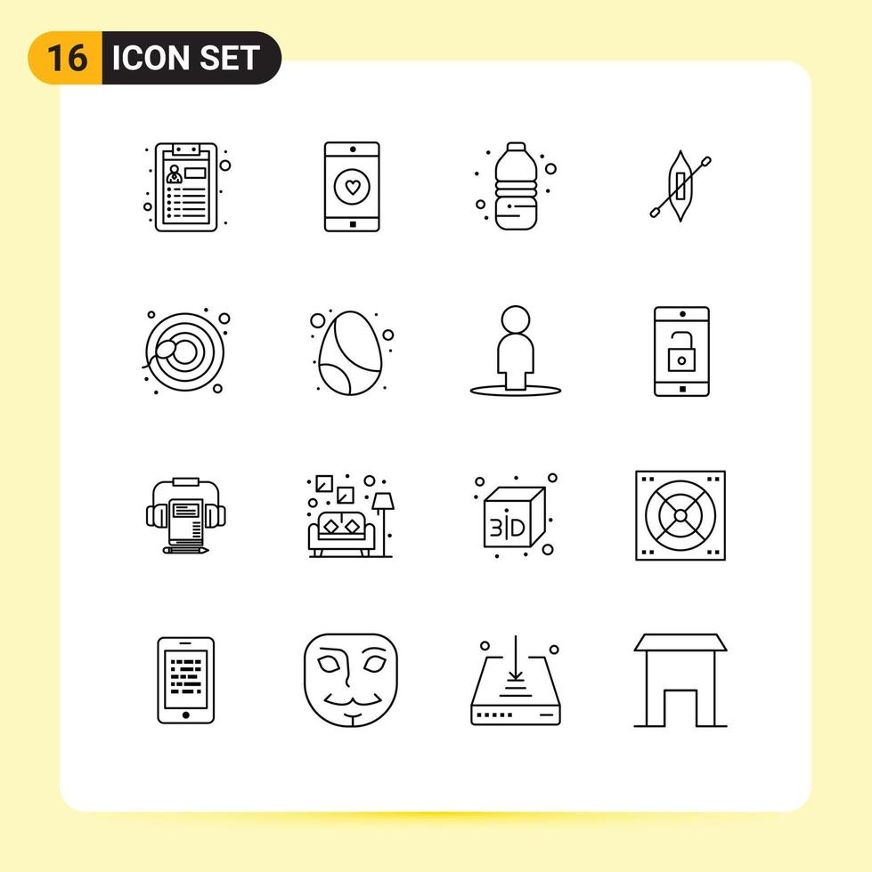 User Interface Pack of 16 Basic Outlines of reproduction ship bottle kayak boat Editable Vector Design Elements