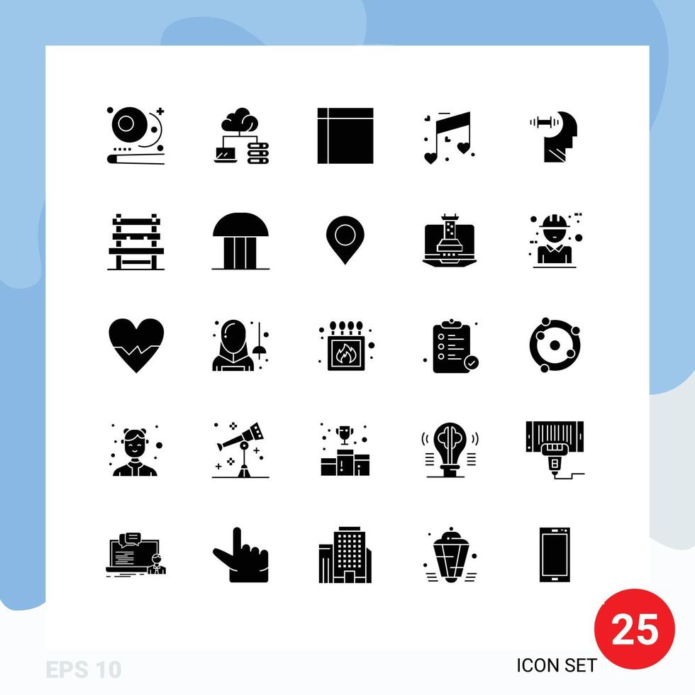 conjunto de 25 iconos modernos de ui símbolos signos para brian boda pañuelo corazón música elementos de diseño vectorial editables vector