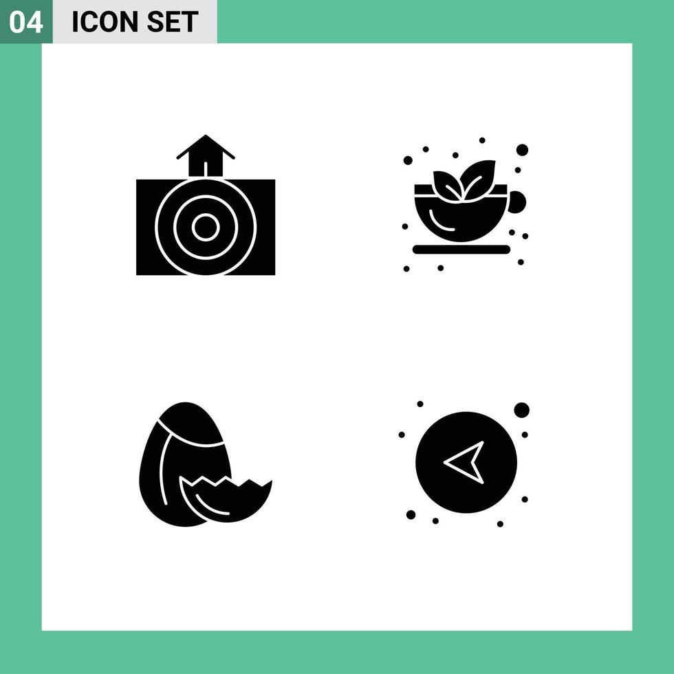 Pack of 4 Modern Solid Glyphs Signs and Symbols for Web Print Media such as earthquake nature weather tea arrows Editable Vector Design Elements