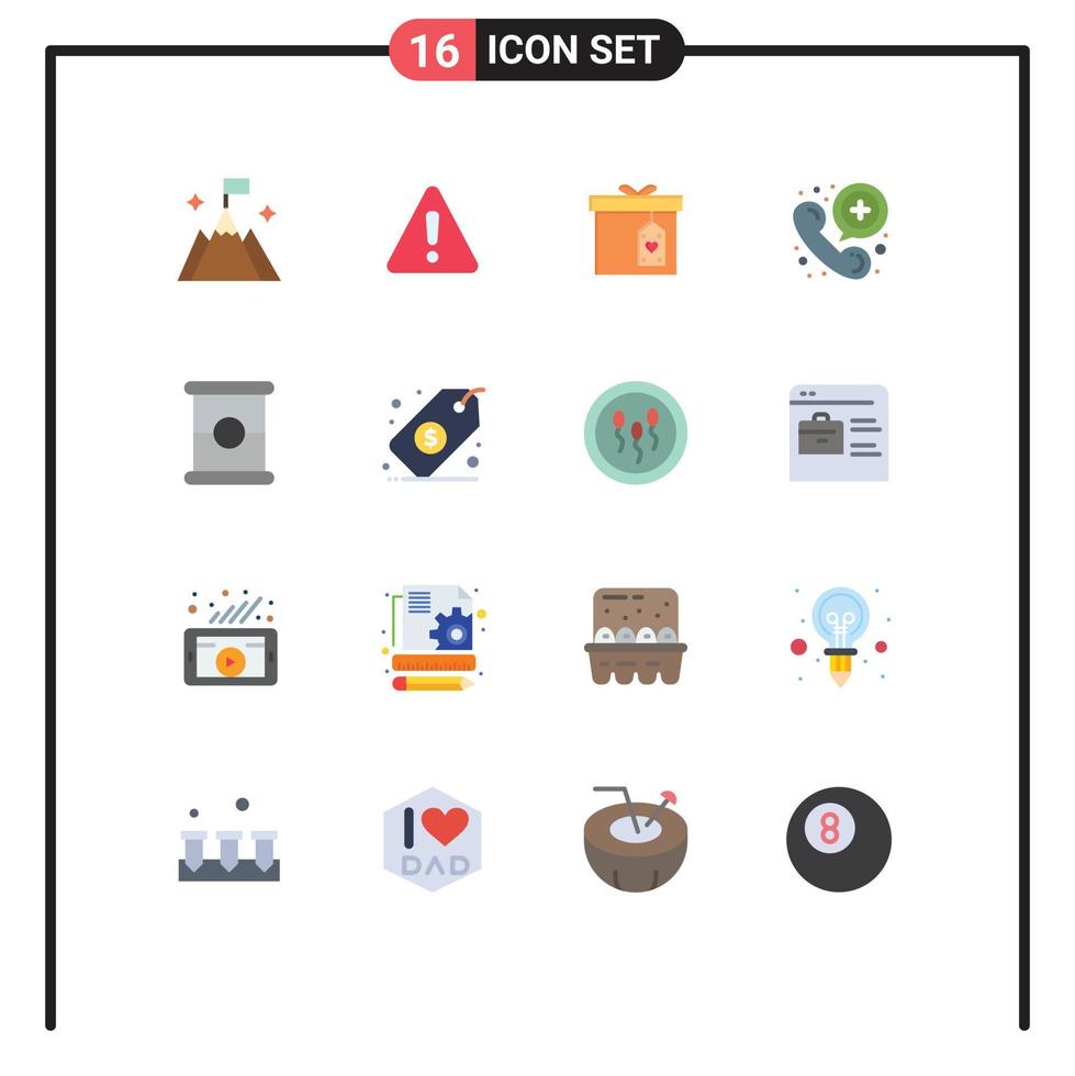 16 Flat Color concept for Websites Mobile and Apps preserves telephone gift box medical call Editable Pack of Creative Vector Design Elements