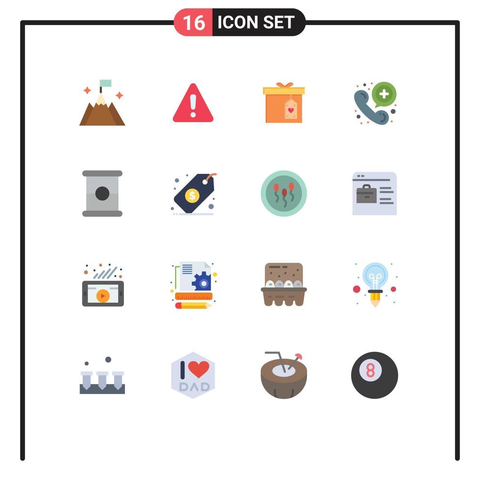 El concepto de 16 colores planos para sitios web móviles y aplicaciones conserva la caja de regalo del teléfono paquete editable de llamadas médicas de elementos de diseño de vectores creativos