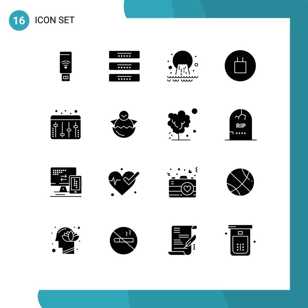 16 Universal Solid Glyph Signs Symbols of adjustment beliefs interior ancient sewage Editable Vector Design Elements