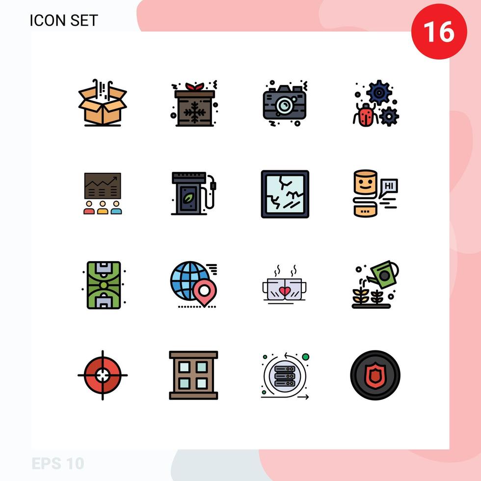 16 User Interface Flat Color Filled Line Pack of modern Signs and Symbols of setting antivirus gift configure picture Editable Creative Vector Design Elements