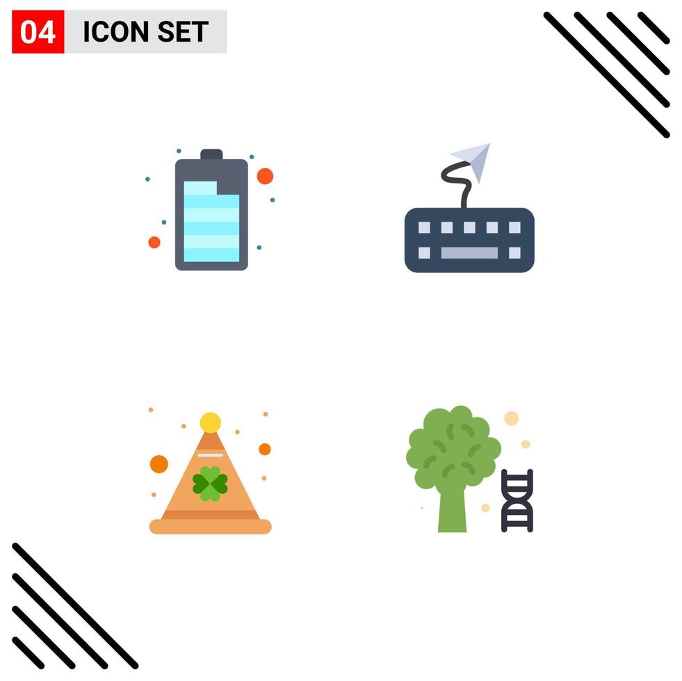 4 Creative Icons Modern Signs and Symbols of battery irish attach cap dna Editable Vector Design Elements