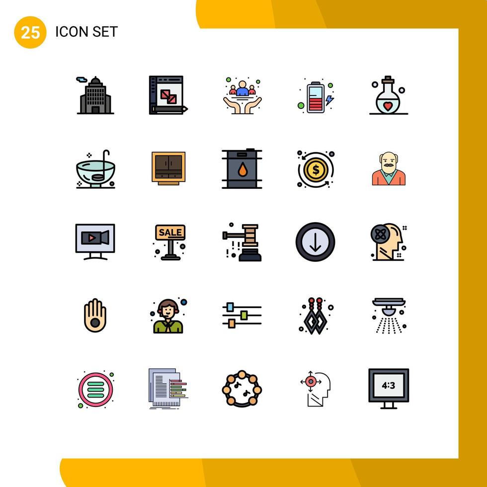 paquete de iconos de vector de stock de 25 signos y símbolos de línea para elementos de diseño de vector editables de día de batería de planificación de carga de amor